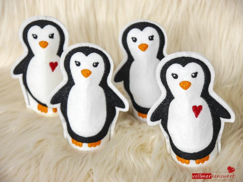 3 ITH-Stickdateien Pinguin LED-Teelicht-Cover im Set für 10 x 10 cm Stickrahmen